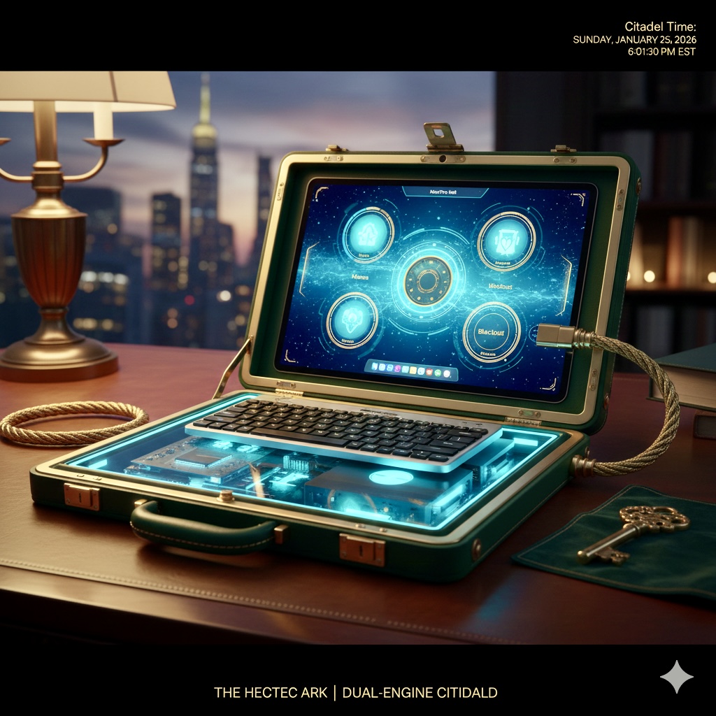 Ark Citadel — the flagship Sovereignware™ briefcase, containing the complete Trinary Bound™ three-node topology